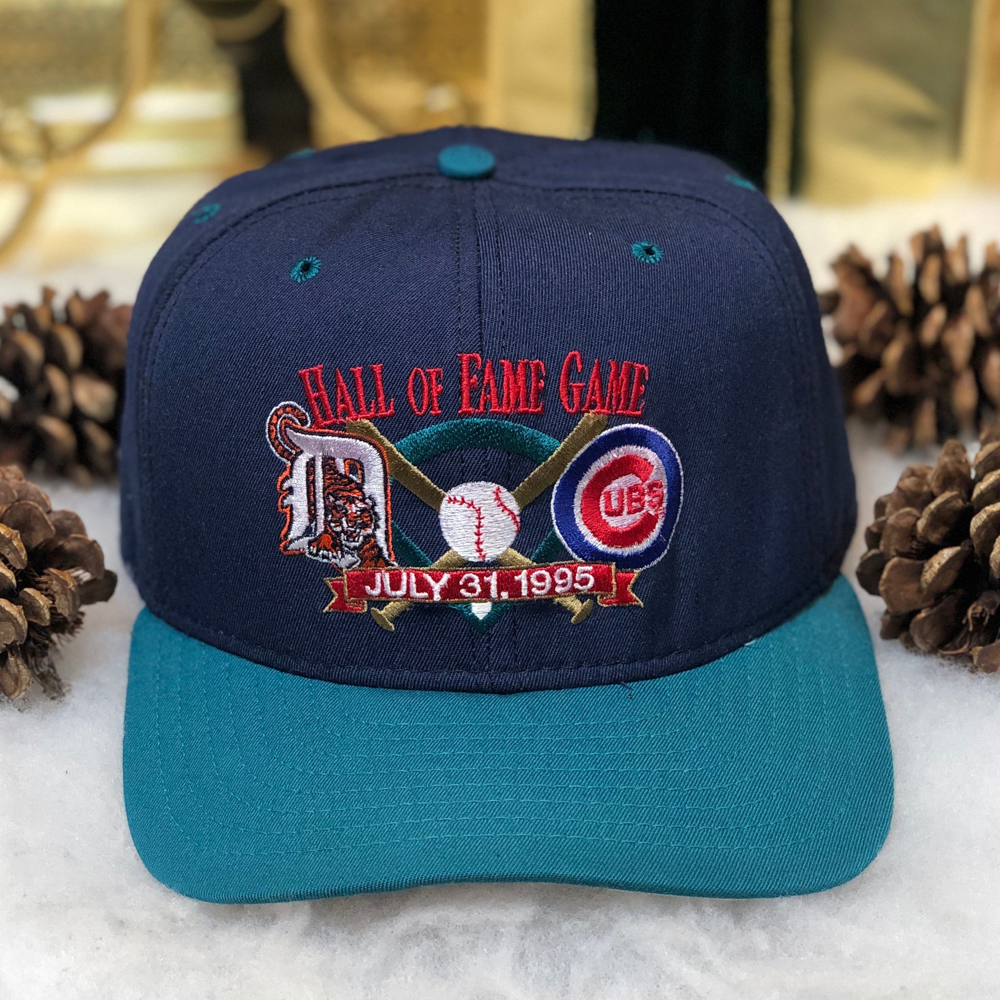 Vintage 1995 MLB Hall of Fame Game Detroit Tigers Chicago Cubs Cooperstown NY New Era Wool Snapback Hat