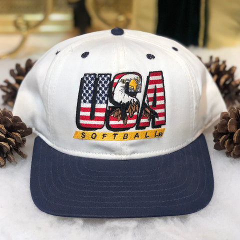 Vintage USA Softball Wool Snapback Hat