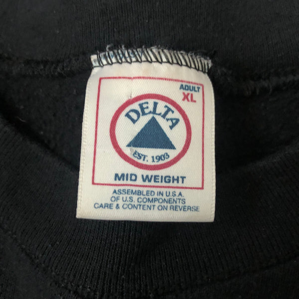 Vintage Delta Black Blank Crewneck Sweatshirt (XL)