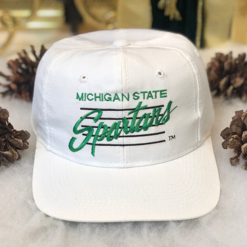 Vintage NCAA Michigan State Spartans Bar Script Twill SofBill Snapback Hat