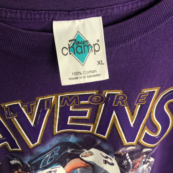 Vintage 2001 NFL Baltimore Ravens AFC Champions Ray Lewis Jamal Lewis T-Shirt (L)
