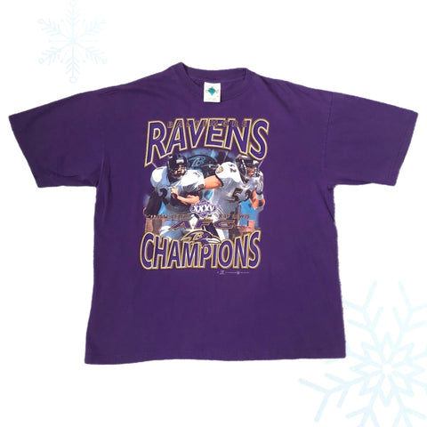 Vintage 2001 NFL Baltimore Ravens AFC Champions Ray Lewis Jamal Lewis T-Shirt (L)