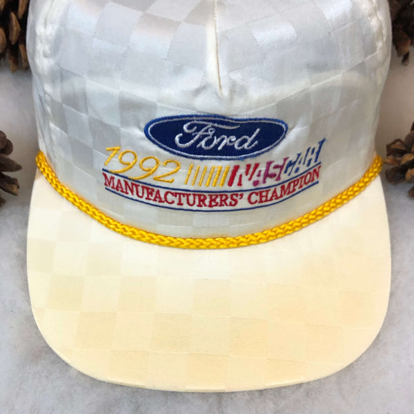 Vintage Deadstock NWOT 1992 NASCAR Manufacters' Champion Ford Racing Checkered Nylon Snapback Hat