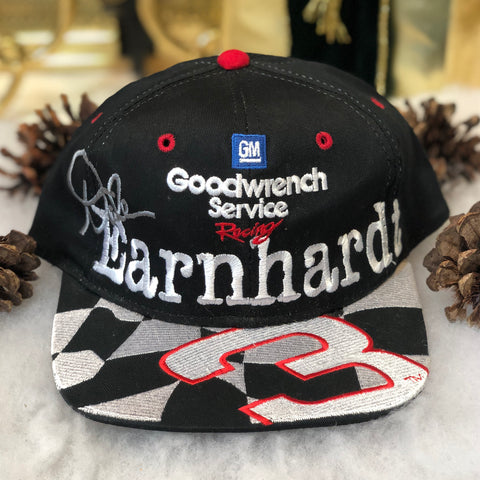 Vintage Deadstock NWOT NASCAR Dale Earnhardt Goodwrench Service Racing Checkered Flag Brim Twill Snapback Hat