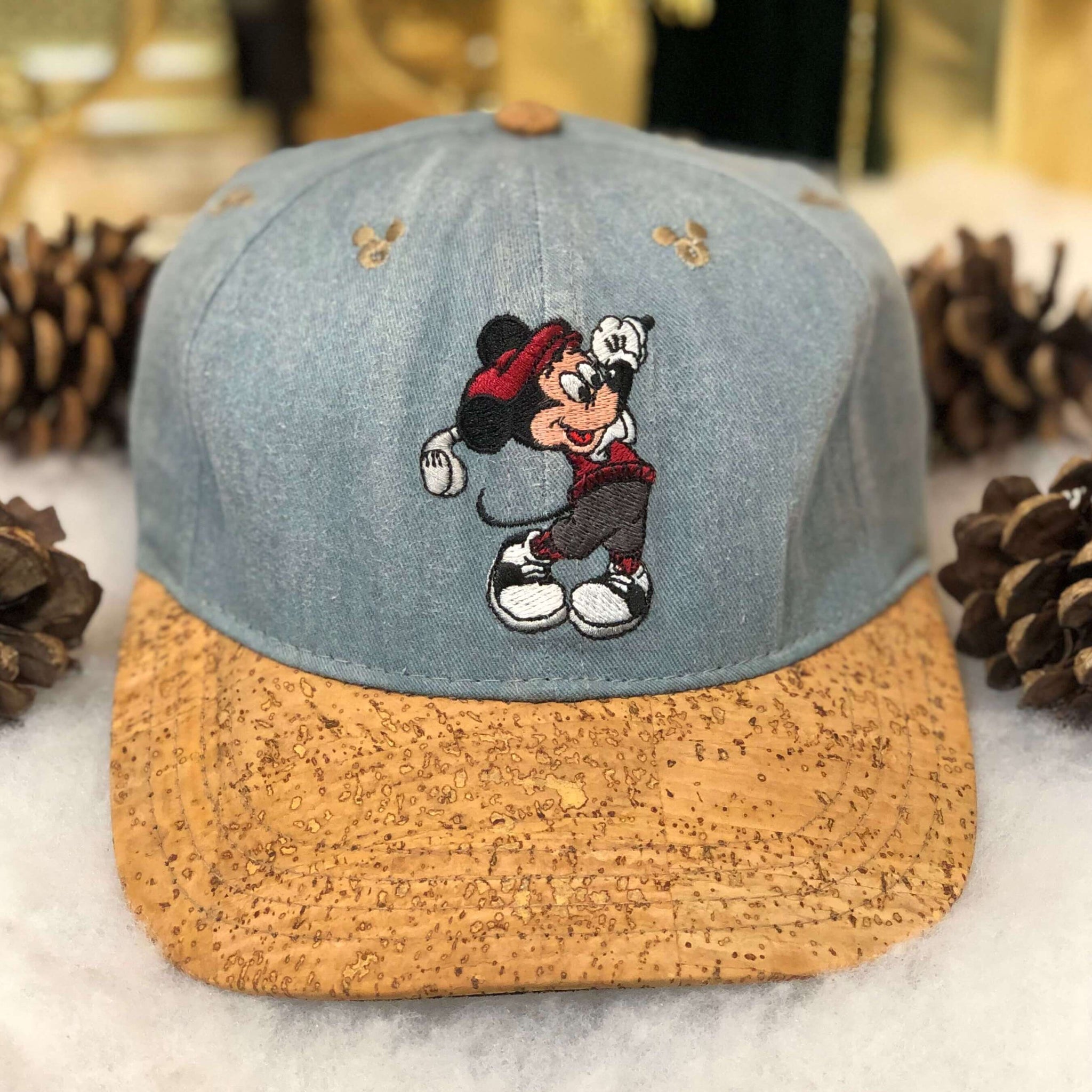 Vintage Disney Mickey Mouse Golfing Twill Strapback Hat