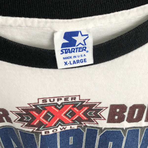 Vintage NFL Dallas Cowboys Super Bowl XXX Champions Starter Ringer T-Shirt (XL)