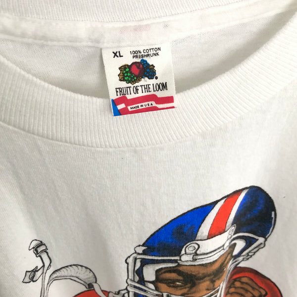 Vintage 1990 NFL Denver Broncos Bobby Humprhey Salem Sportswear Caricature T-Shirt (XL)