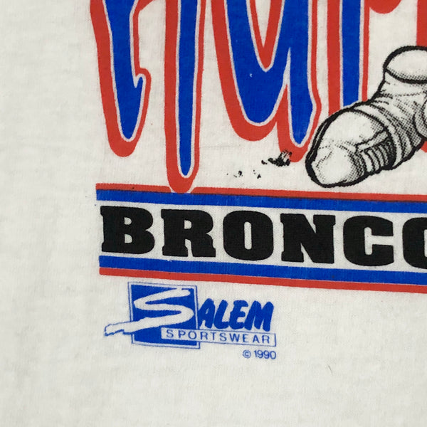 Vintage 1990 NFL Denver Broncos Bobby Humprhey Salem Sportswear Caricature T-Shirt (XL)