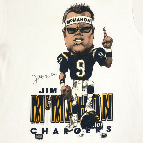 Vintage 1989 NFL San Diego Chargers Jim McMahon Salem Sportswear Caricature T-Shirt (S)