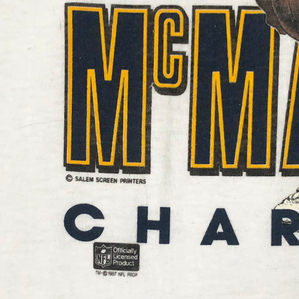 Vintage 1989 NFL San Diego Chargers Jim McMahon Salem Sportswear Caricature T-Shirt (S)