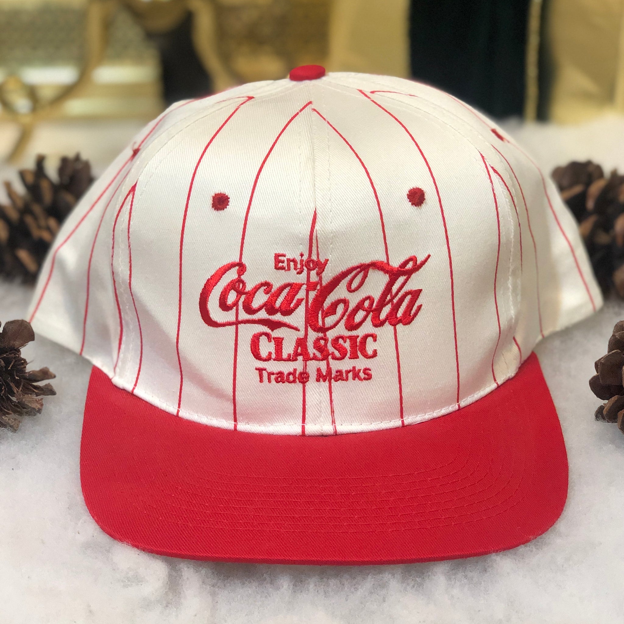 Vintage Enjoy Coca-Cola Classic Pinstripe Twill Snapback Hat