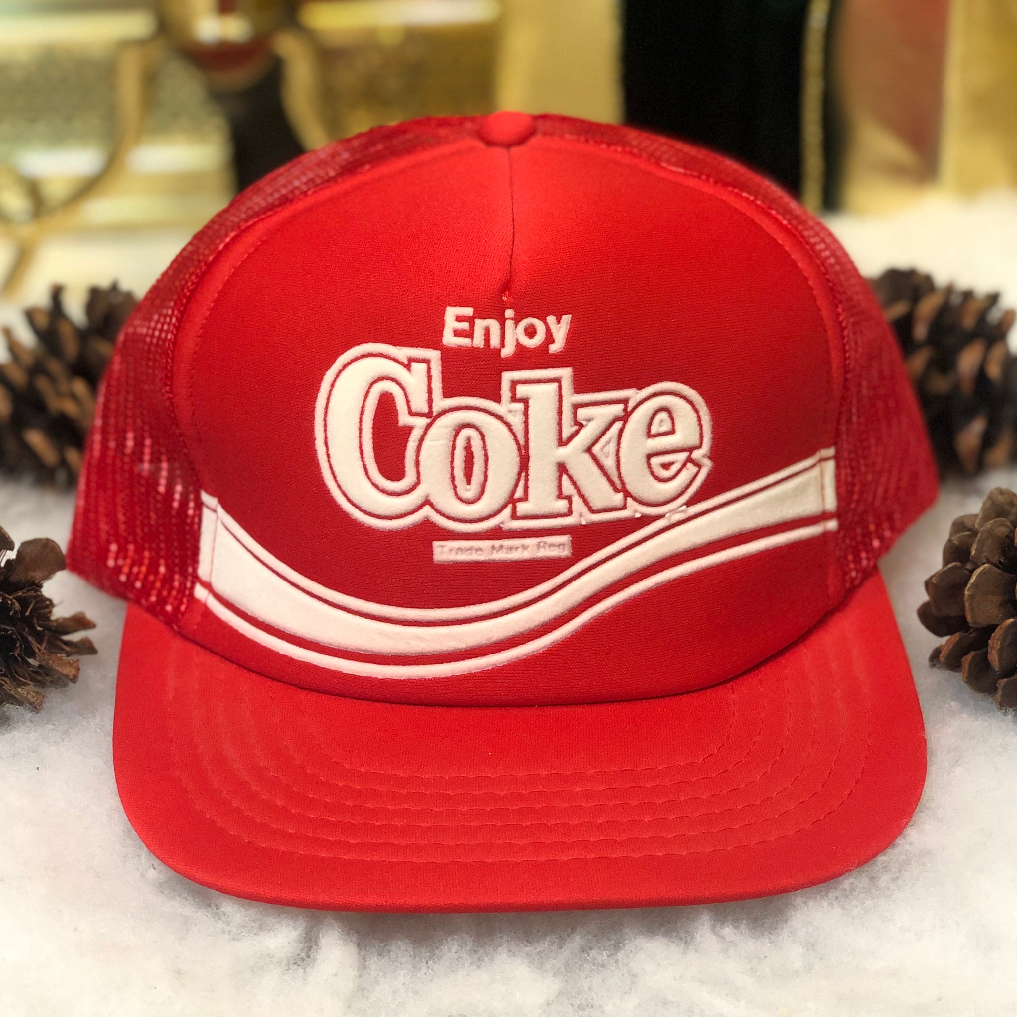 Vintage Deadstock NWOT Coca-Cola Enjoy Coke Puff Print Trucker Hat