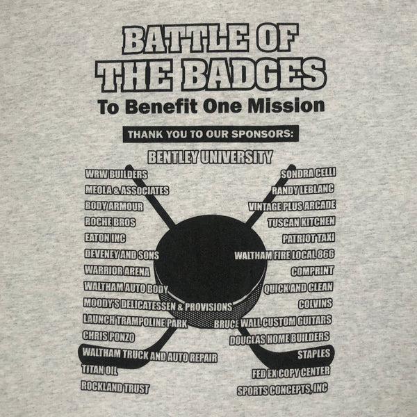 2018 Battle of the Badges Hockey Waltham Massachusetts First Responders Police Firefighters T-Shirt (XXL)