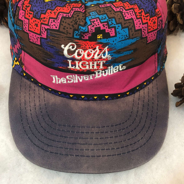 Vintage Coors Light The Silver Bullet Aztec Snapback Hat