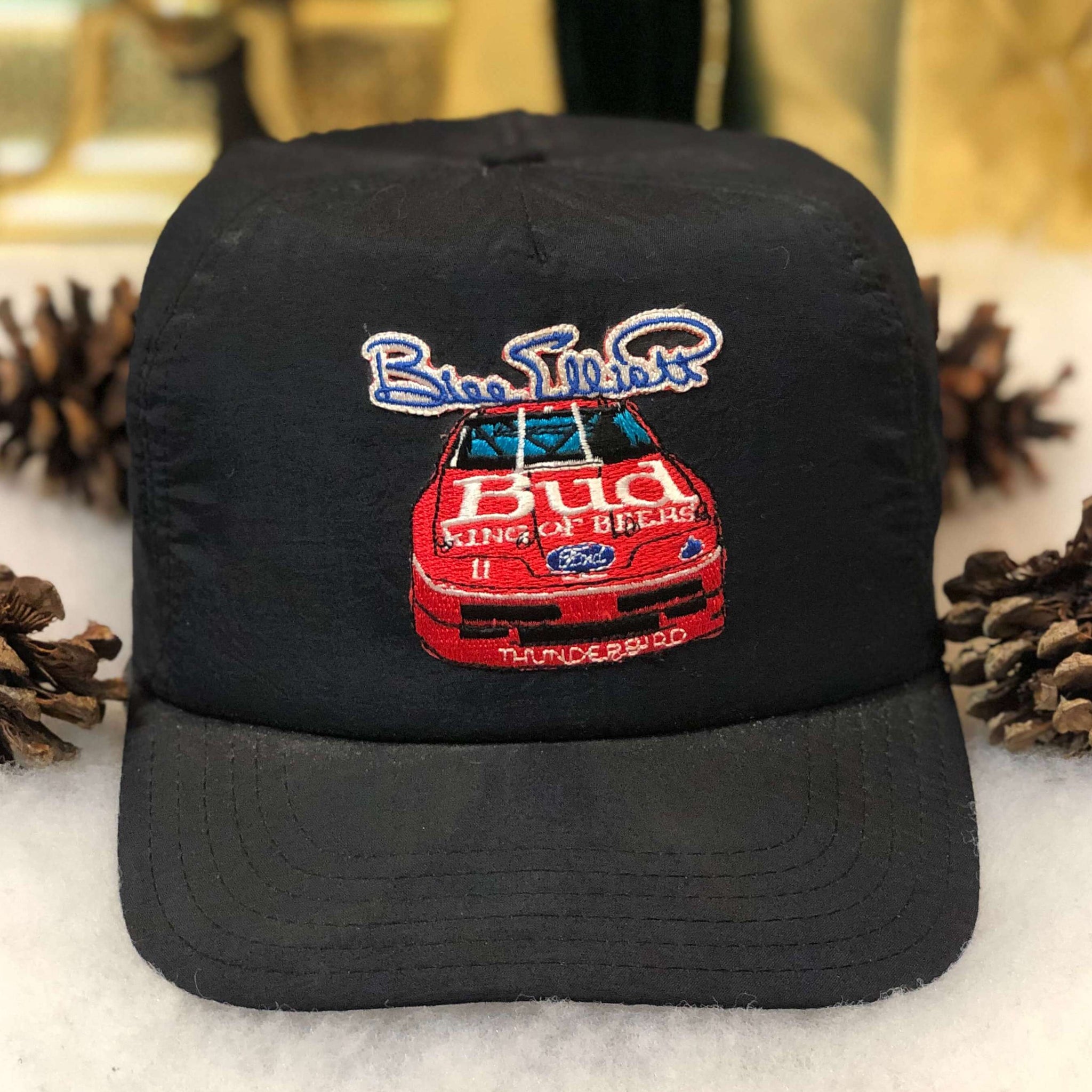 Vintage NASCAR Bill Elliott Budweiser Racing Nylon Snapback Hat