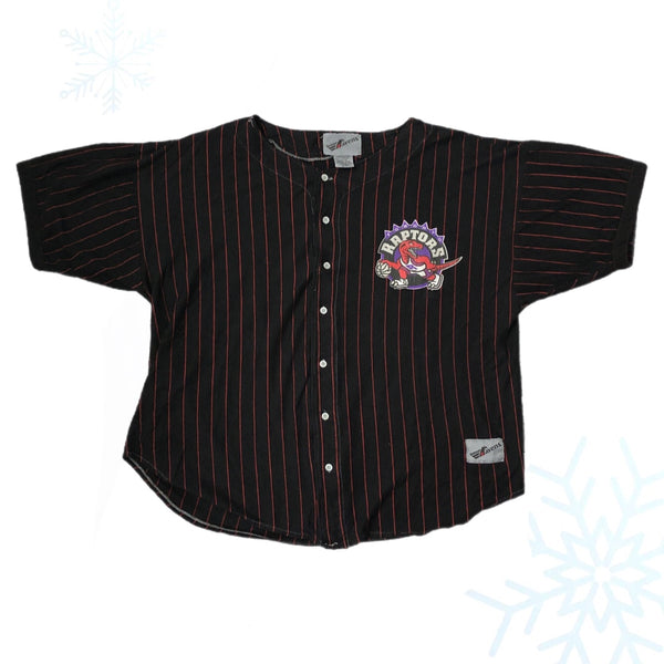 Vintage NBA Toronto Raptors Ravens Pinstripe Baseball Jersey Shirt (XL)