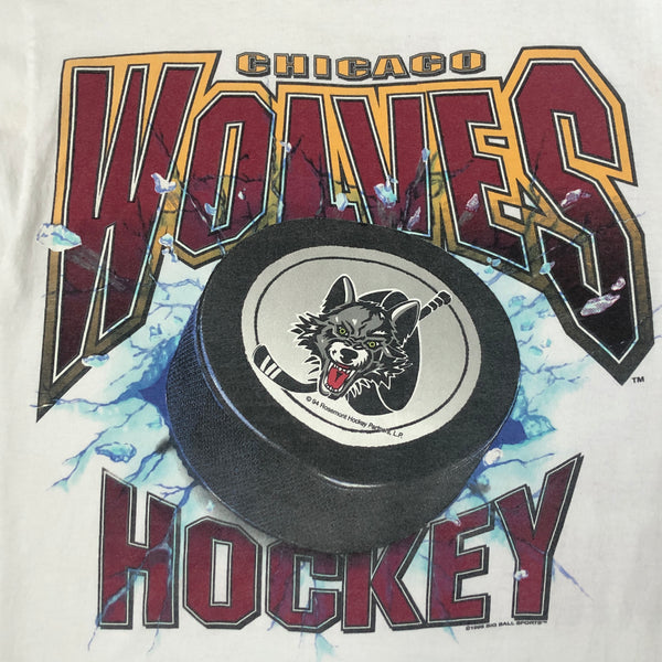 Vintage IHL Chicago Wolves "The Puck Stops Here" Big Ball Sports T-Shirt (M)