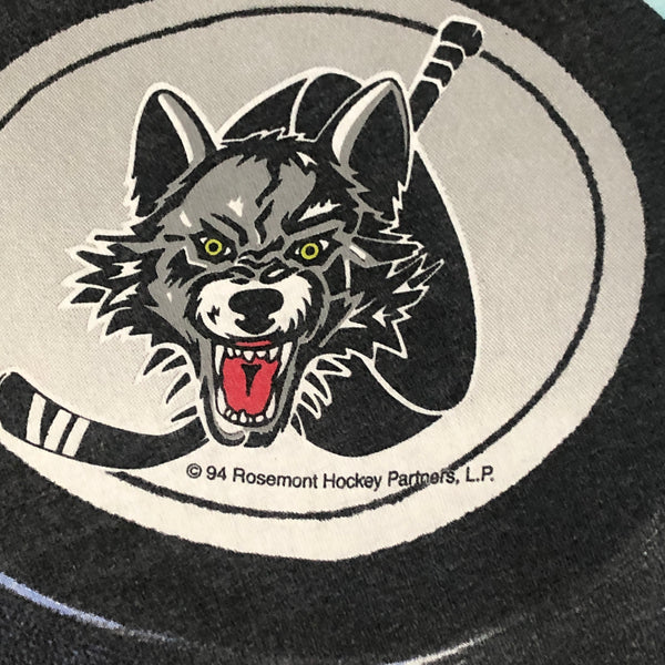 Vintage IHL Chicago Wolves "The Puck Stops Here" Big Ball Sports T-Shirt (M)