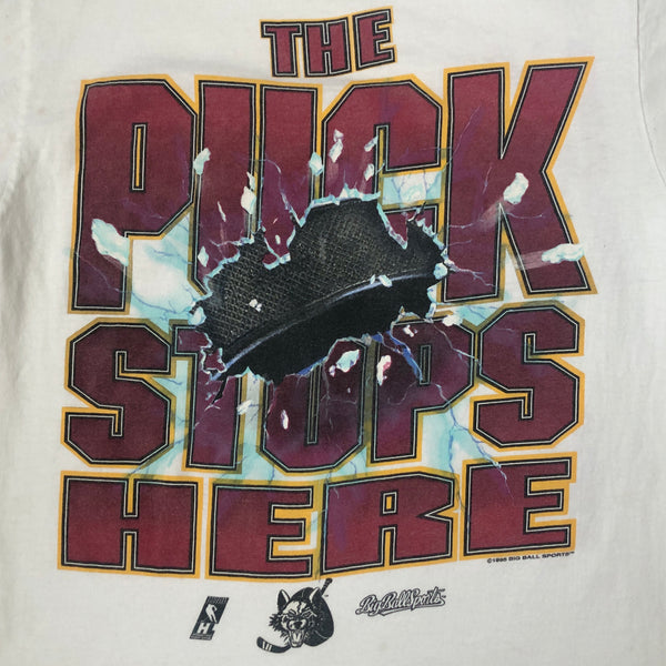Vintage IHL Chicago Wolves "The Puck Stops Here" Big Ball Sports T-Shirt (M)