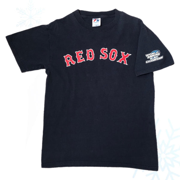 Vintage MLB Boston Red Sox Johnny Damon 2004 World Series Champions Jersey T-Shirt (M)