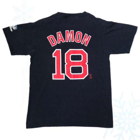 Vintage MLB Boston Red Sox Johnny Damon 2004 World Series Champions Jersey T-Shirt (M)