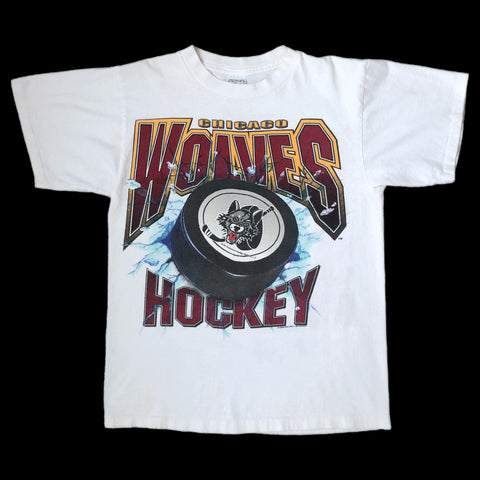 Vintage IHL Chicago Wolves "The Puck Stops Here" Big Ball Sports T-Shirt (M)