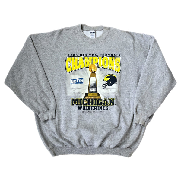 Vintage NCAA Michigan Wolverines 2003 Big Ten Football Champions Crewneck Sweatshirt (XXL)