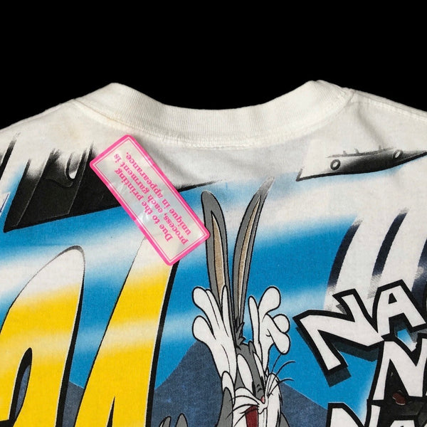 Vintage Deadstock NWOT 2002 NASCAR Monte Carlo 400 Rematch Jeff Gordon Looney Tunes Bugs Bunny All Over Print AOP T-Shirt (M)