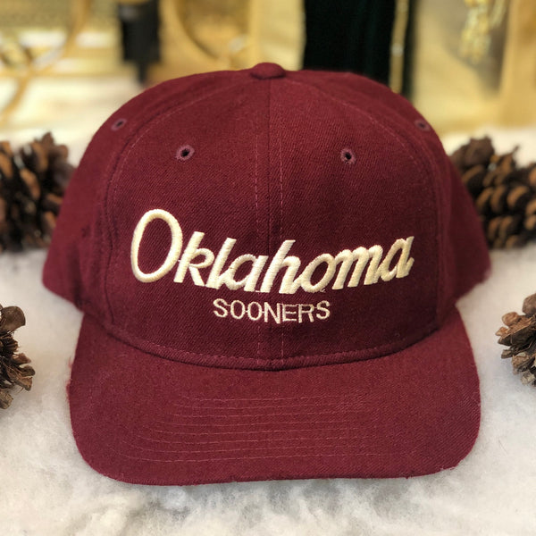 Vintage NCAA Oklahoma Sooners Sports Specialties Script Wool Snapback Hat