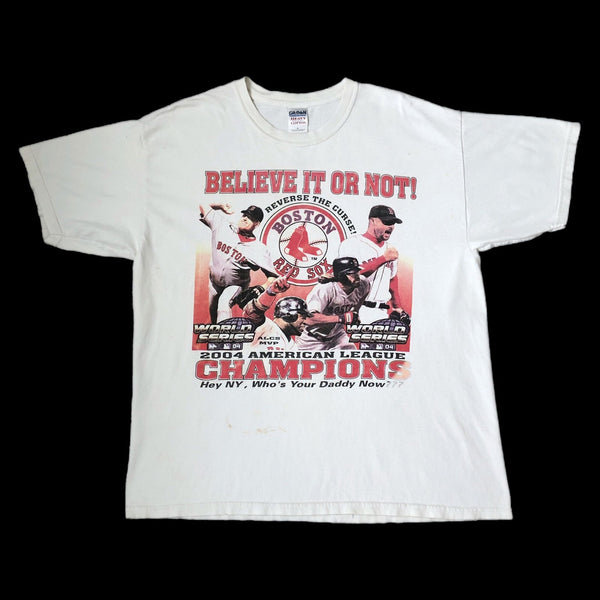 Vintage MLB Boston Red Sox 2004 World Series Champions Rap Tee T-Shirt (XL)