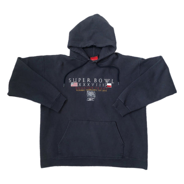 Vintage NFL Super Bowl XXXVIII Houston Texas New England Patriots Carolina Panthers Reebok Hoodie Sweatshirt (L)