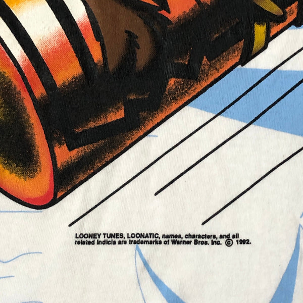 Vintage Looney Tunes Wile E. Coyote Rocket Human Cannon Ball All Over Print AOP T-Shirt (XL)