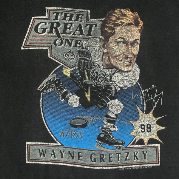 Vintage 1988 NHL Los Angeles Kings Wayne Gretzky Salem Sportswear Caricature T-Shirt (L)