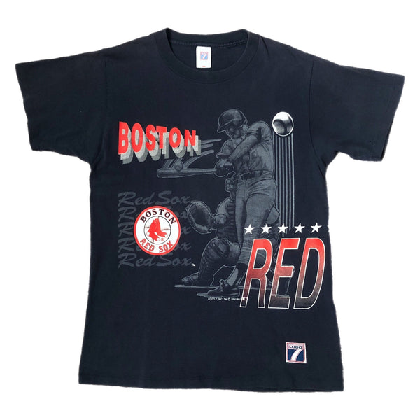 Vintage 1991 MLB Boston Red Sox Baseball Logo 7 All Over Print T-Shirt (L)
