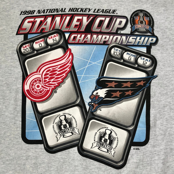 Vintage 1998 NHL Stanley Cup Finals Detroit Red Wings Washington Capitals Pro Player T-Shirt (XXL)