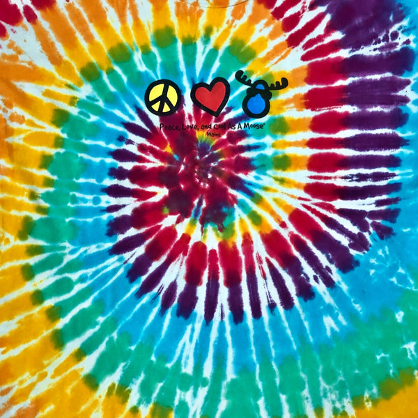 Peace, Love, And Cool As A Moose Maine Tie-Dye T-Shirt (XL)