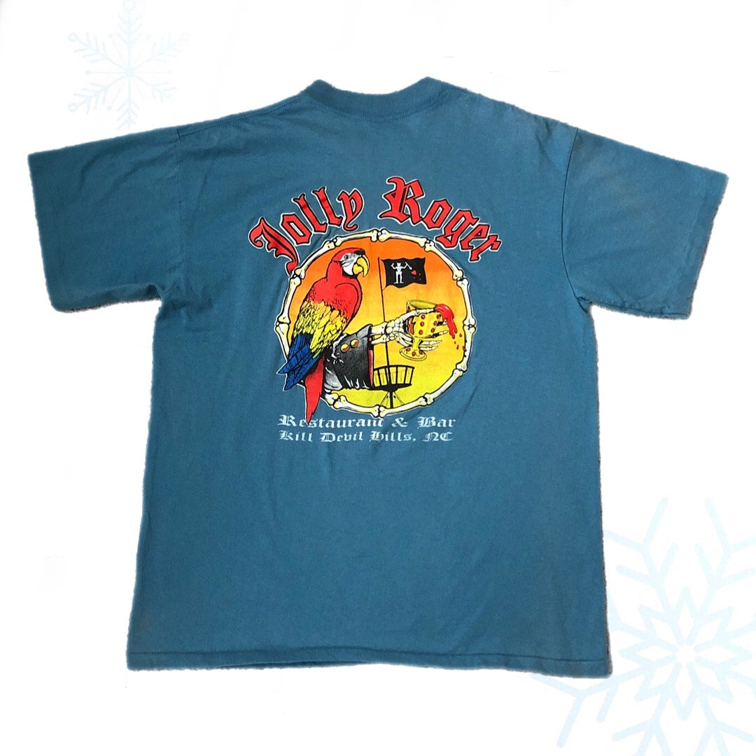 Vintage Jolly Roger Restaurant Bar Kill Devil Hills North Carolina T-Shirt (L)