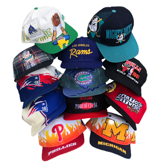 Vintage 90s Sports Snapback Hats featuring Sports Specialties and Logo Athletic