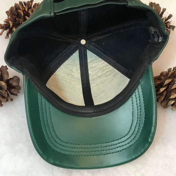 Vintage Green Leather Strapback Hat