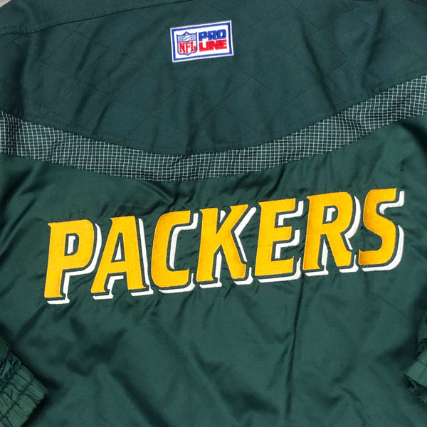 Vintage NFL Green Bay Packers Logo Athletic Button-Up Puffer Jacket (M)