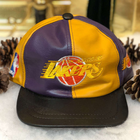 Vintage NBA Los Angeles Lakers Pinwheel Leather Snapback Hat