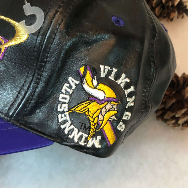 Vintage Deadstock NWOT NFL Minnesota Vikings Leather Strapback Hat