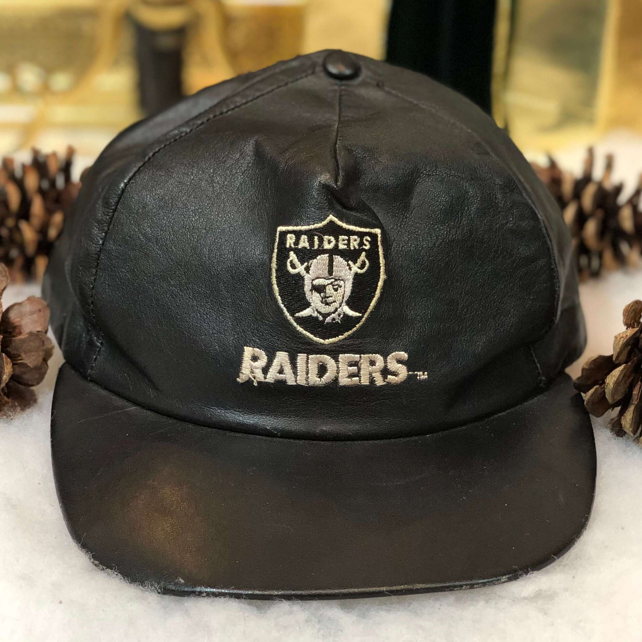 Vintage NFL Los Angeles Raiders Leather Strapback Hat