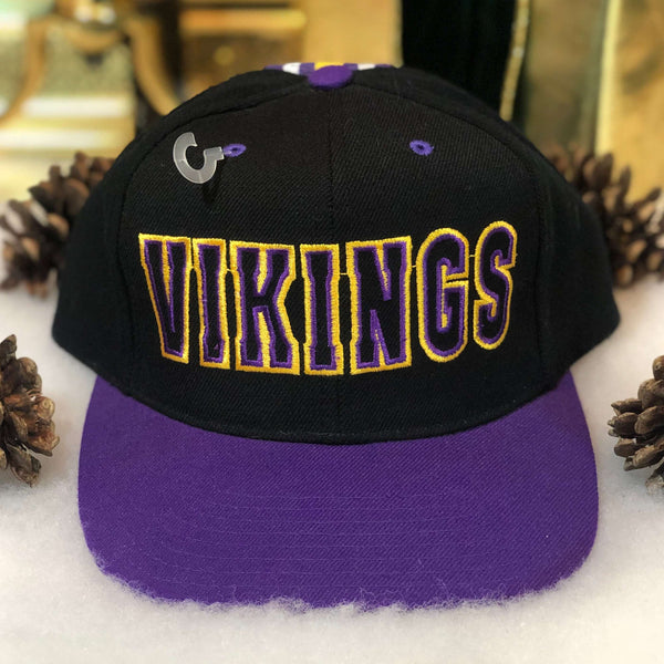 Vintage Deadstock NWOT NFL Minnesota Vikings Pro Player Spellout Wool Snapback Hat
