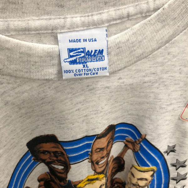 Vintage Deadstock NWT 1992 NBA All-Star Game Orlando Salem Sportswear Caricature T-Shirt (XL)