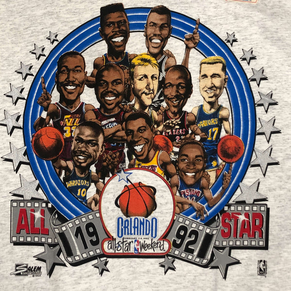 Vintage Deadstock NWT 1992 NBA All-Star Game Orlando Salem Sportswear Caricature T-Shirt (XL)