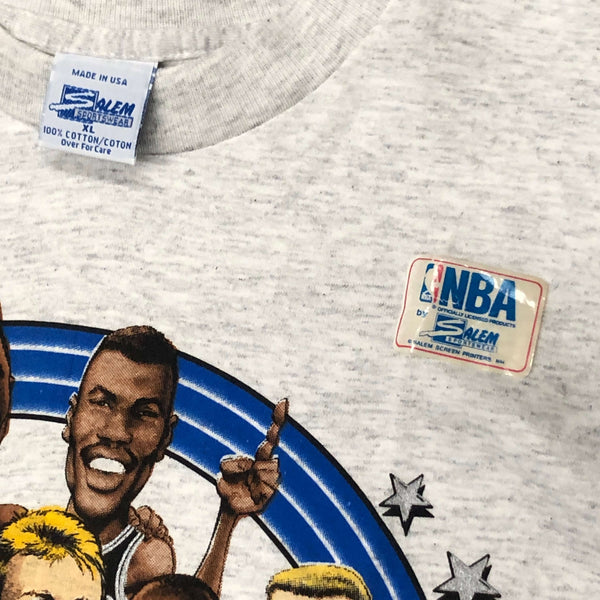 Vintage Deadstock NWT 1992 NBA All-Star Game Orlando Salem Sportswear Caricature T-Shirt (XL)