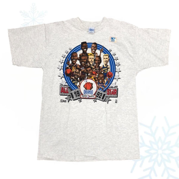 Vintage Deadstock NWT 1992 NBA All-Star Game Orlando Salem Sportswear Caricature T-Shirt (XL)