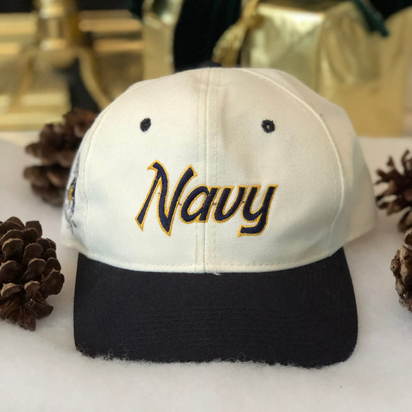 Vintage Sports Specialties Script NCAA Navy Midshipmen Snapback Hat
