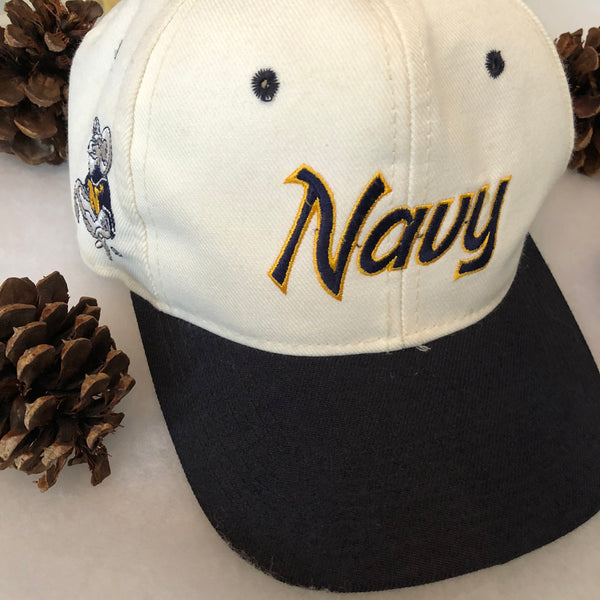 Vintage Sports Specialties Script NCAA Navy Midshipmen Snapback Hat